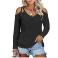 thumbnail image 1 of GigrtiJin Cold Shoulder Tops for Women Plus Size 3/4 Sleeve V Neck Loose Shirts Casual Trendy Pullover Top Blouses, 1 of 4