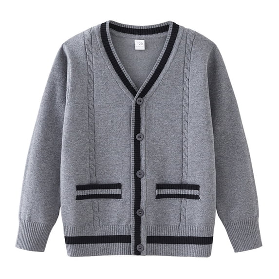 GigrtiJin Color Block Cardigan for Kids Cotton Button Down Cardigan Long Sleeve V Neck Go to School Sweaters 3T-13T