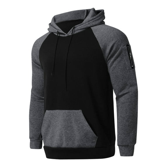 GigrtiJin Color Block Hoodies for Men Drawstring Long Sleeve Zipper Sweatshirt with Pocket Winter Casual Sport Tops