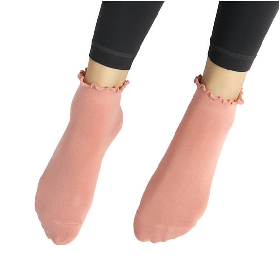 GigrtiJin Cotton Ankle Socks for Women Solid Color Ruffle Wave Edge Seamless Short Socks Breathable Cozy Socks