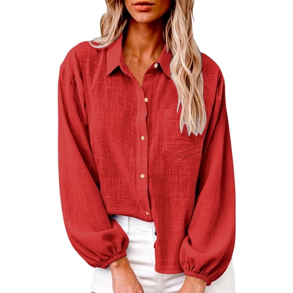 GigrtiJin Cotton Button Down Shirts for Womens Long Sleeve Collared Loose Blouses Dressy Casual Work Button up Shirts with Pockets