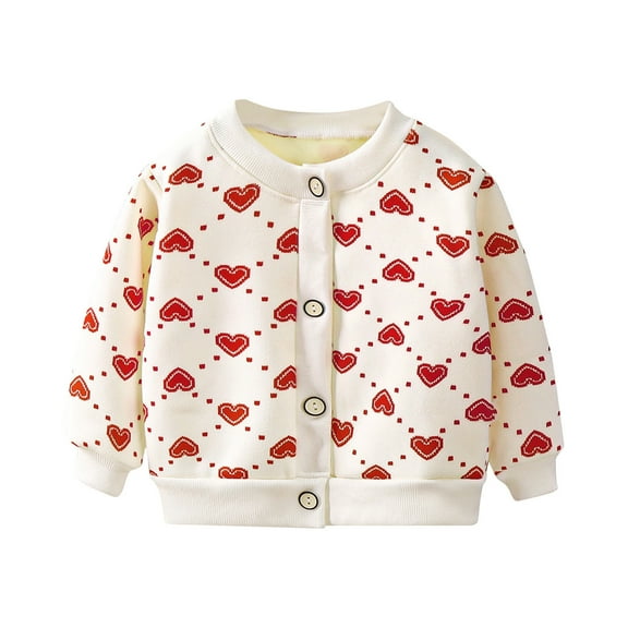 GigrtiJin Cute Baby Girls Hearts Knitted Cardigan Sweater Toddler Fall Winter Loose Long Sleeve Warm Tops Coats