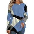 thumbnail image 1 of GigrtiJin Fall Blouse for Women Color Block Long Sleeve Pullover Tops Lightweight Flannel Crew Neck Plus Size Shirts, 1 of 5