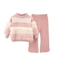 thumbnail image 1 of GigrtiJin Girl's Fleece Set Color Block Crew Neck Long Sleeve Tops Ribbed Pants Cute Thermal Outfits 2-11 Years, 1 of 2