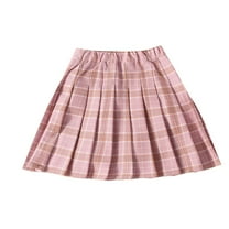 GigrtiJin Girls Children's Tennis Skirt Plaid Printed Cotton Pleated Skirt Casual Sport Half Skirt 4-15 Years for Kids