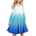 thumbnail image 1 of GigrtiJin Girls' Dress Gradient Color Crew Neck Long Sleeve Sparkly Pleated Dress Trendy Cute Casual Dress 4-14 Years for Children Kids, 1 of 4