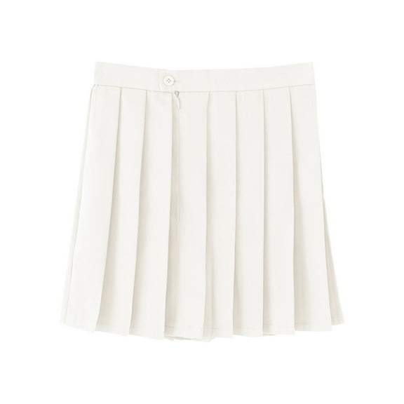 GigrtiJin Girls Teenagers Tennies Skirt Solid Color Preppy Zipper Pleated Skirt with Button Student Uniform Skirt 11-18 Years