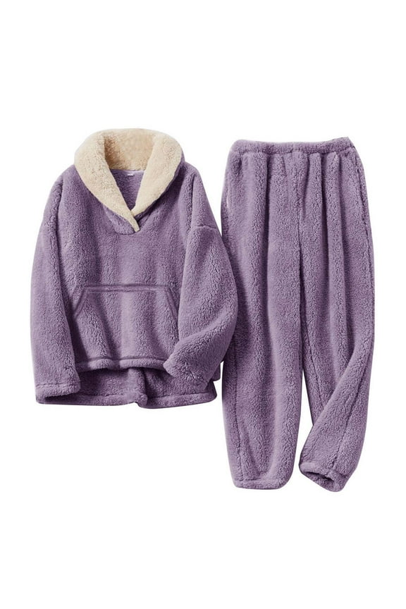 Girls Winter Fleece Outfits Pullover Sweatshirt Top and Fuzzy Pants Flannel Loose Warm Comfy 2 Piece Sets