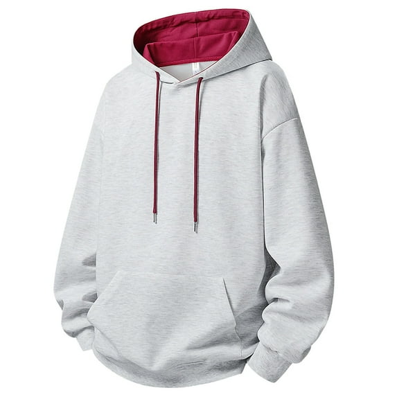 GigrtiJin Hoodies for Men Solid Color Hooded Drawstring Long Sleeve Sweatshirt with Pocket Classic Loose Casual Tunic
