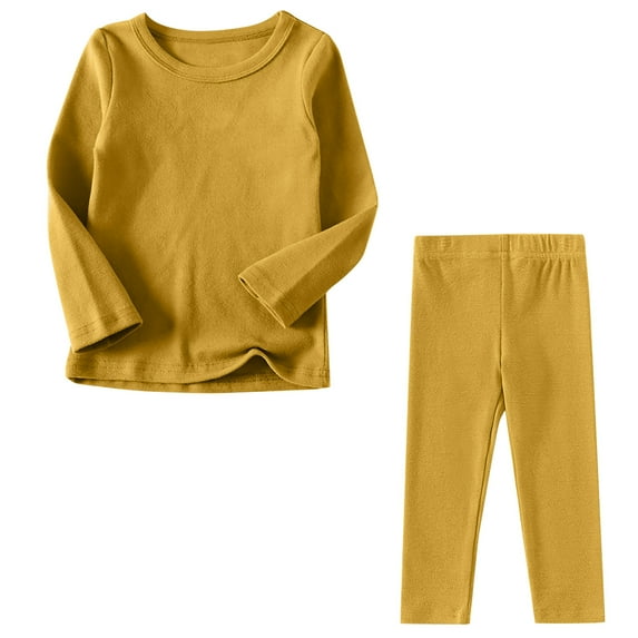 GigrtiJin Infant Baby Boy Girl 2 Piece Outfits Long Sleeve Round Neck Solid Color Top and Pants Home Wear Sets