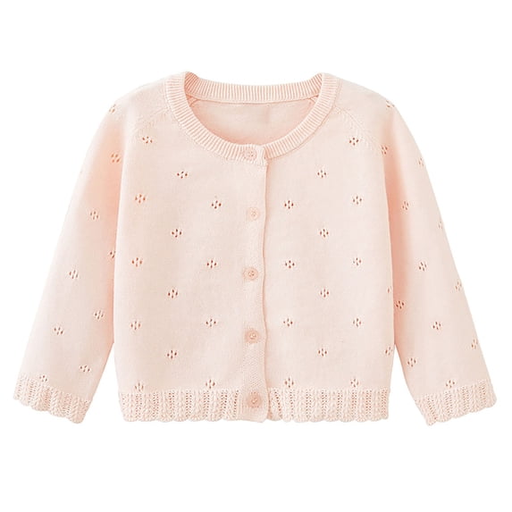 GigrtiJin Infant Baby Boy Girls Long Sleeved Sweater Coats Round Neck Button down Solid Color Thin Cardigan Coat
