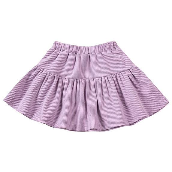 GigrtiJin Infant Baby Corduroy Skirt Solid Color Ribbed Elastic Waisted Pleated Skirt Thermal Casual Skirt for Girls 1-7 Years