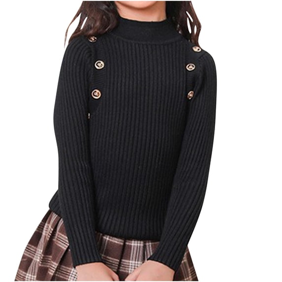 GigrtiJin Infant Baby Girl Casual Sweater Turtleneck Long Sleeved Button Sweaters Top Casual Warm Comfy Pullover Blouse