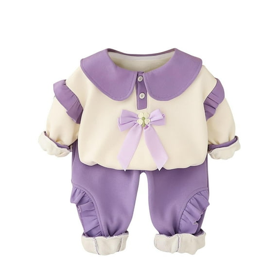 GigrtiJin Infant Baby Girls 2 Piece Outfits Winter Long Sleeve Collar Tops and Pants Casual Comfy Fashion Sets