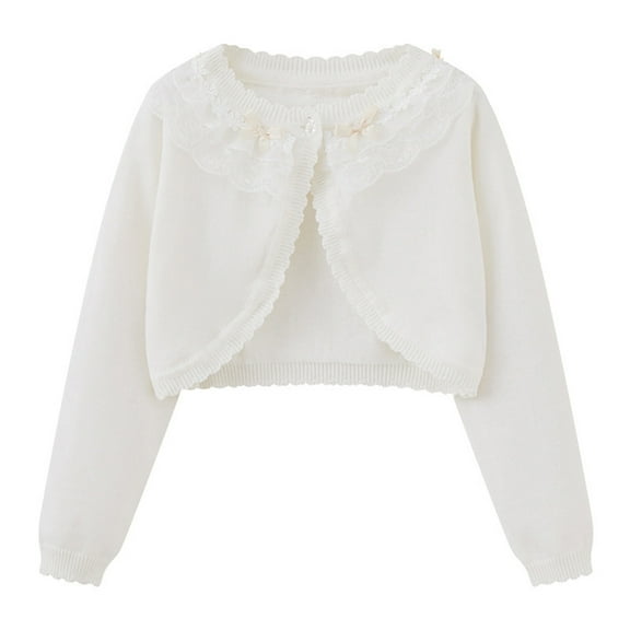 GigrtiJin Infant Baby Girls Cardigan Sweaters Long Sleeved Lace Trim Button Cute Solid Color Knitted Jacket Coat