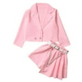 thumbnail image 1 of GigrtiJin Infant Baby Little Girls Cotton Set Solid Color Lapel Long Sleeve Suits Jacket Belt Pleated Skirt Trendy Outfits 1-9 Years, 1 of 7