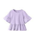 thumbnail image 1 of GigrtiJin Infant Baby's Dressy Cotton Shirt Solid Color Crew Neck Ruffled Flare Sleeve Blouse Cute Little Gilrs Tops 12 Months-8 Years, 1 of 6