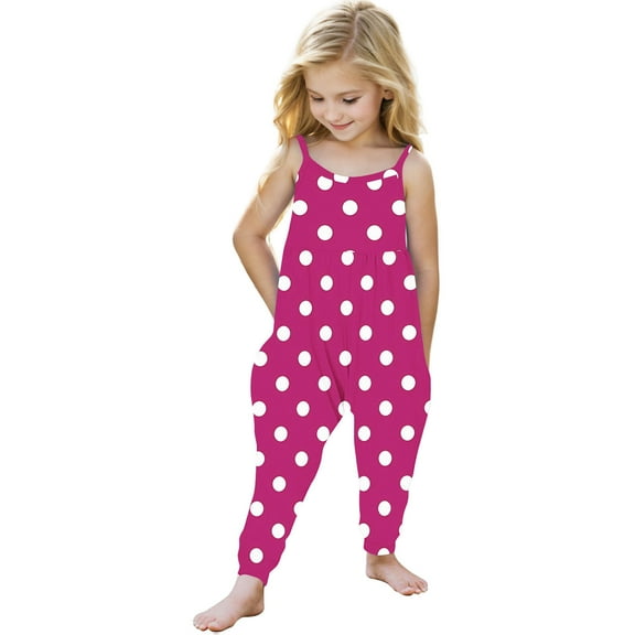 GigrtiJin Infant Toddler's Casual Jumpsuit Polk Dot Printed Suspenders Sleeveless Cute Romper 1-6 Years