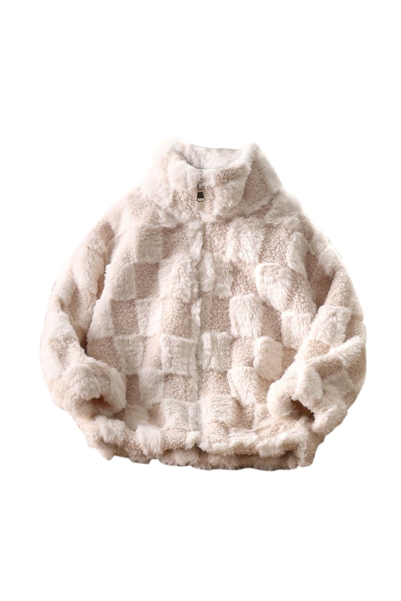 Kid Fuzzy Fleece Jacket Cute Outerwear Coats Boys Comfy Jackets Girls Warm Winter Coat Oversized Zip up Jacket