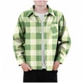 thumbnail image 1 of GigrtiJin Kid's Casual Blouse Shirt Plaid Printed Lapel Button Down Long Sleeve Tops with Pocket Unisex Trendy Tunic 3-9 Years, 1 of 3