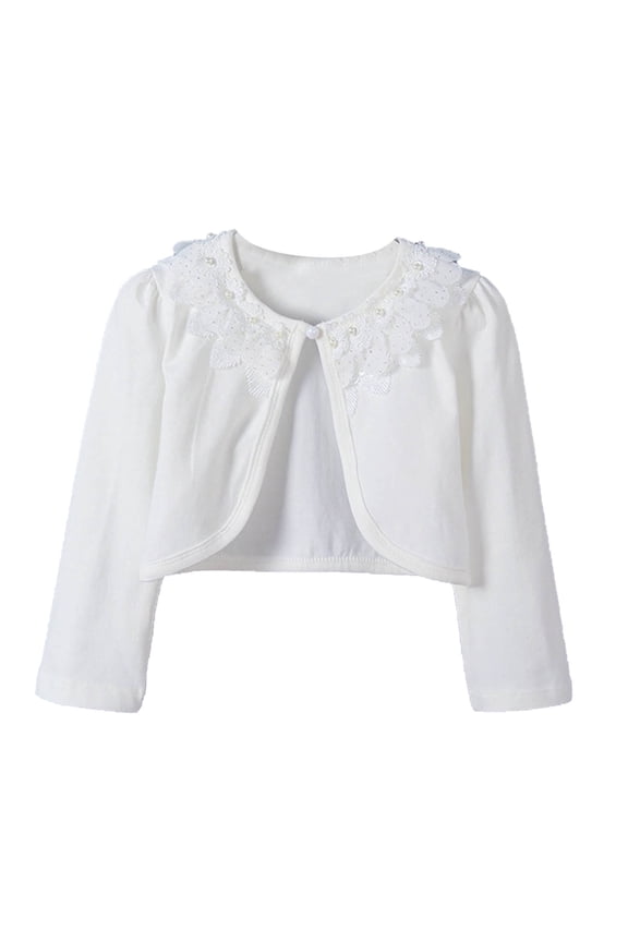 Kids Baby Girls Open Front Coat Long Sleeved Cute Lace Shawl Coats Fashion Elegant Princess Jackets