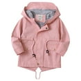 thumbnail image 1 of GigrtiJin Kids Fall Winter Hooded Jacket Drawstring Zip up Button Solid Color Warm Casual Loose Padded Coat with Pockets, 1 of 1