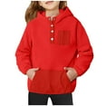 thumbnail image 1 of GigrtiJin Kids Fall Winter Hoodies Velvet Hooded Sweatshirts Cute Fleece Quarter Button Pullover Tops with Pockets, 1 of 3
