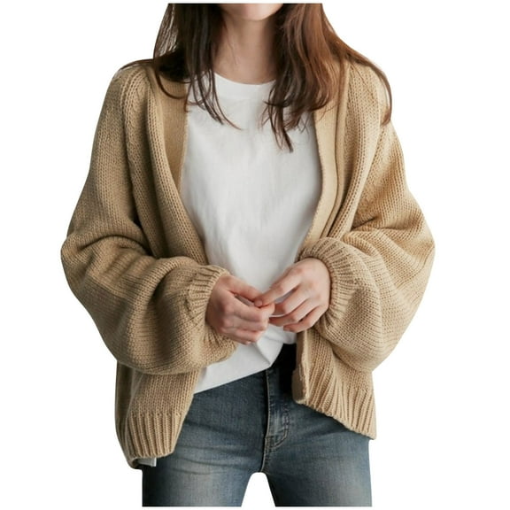 GigrtiJin Knit Cardigan Sweaters for Women Casual Open Front Cardigan Coats Ladies Comfy Soft Solid Color Sweater