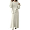 thumbnail image 1 of GigrtiJin Knitted Outfits for Women Long Sleeve Crewneck Pullover Sweater and Midi A-Line Skirt Elegant 2 Piece Sets, 1 of 7