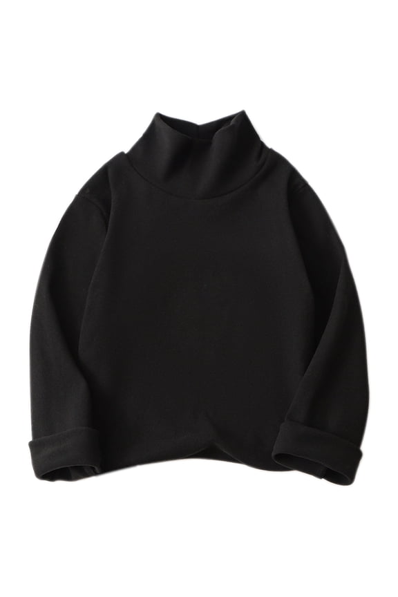Knitting Bottom Tops for Newborn Infant Baby Solid Color High Neck Long Sleeve Cotton Blouse 6 Months-8 Years