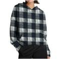 thumbnail image 1 of GigrtiJin Knitting Cotton Hooded Sweatshirt for Women Plaid Printed Long Sleeve Pocket Pullover Athletic Hoodies, 1 of 7