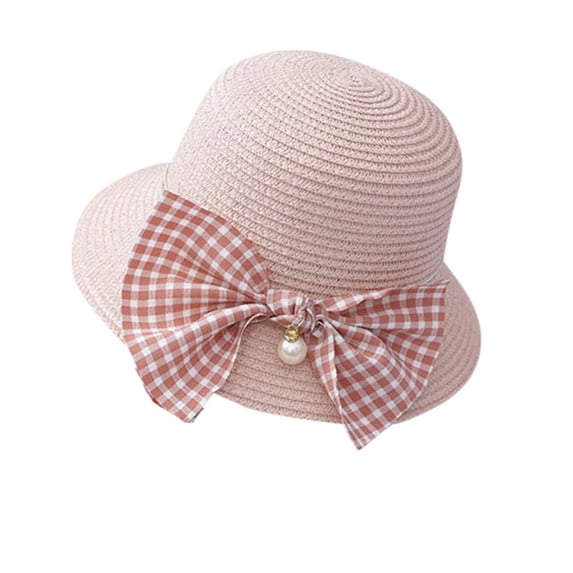 GigrtiJin Little Girls Straw Hats Solid Color Wide Brim Casual Bucket Caps with Bow 2-8 Years Trendy Cute Hats