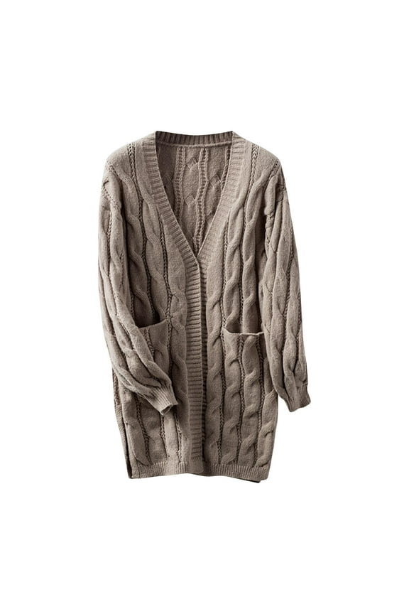 Long Cardigans Coat for Womens Casual Open Front Long Sleeves Lightweight Fall Sweaters with Pockets
