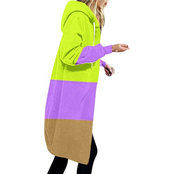 GigrtiJin Long Hoodie for Women Casual Zip up Drawstring Fleece Sweatshirt Oversized Lightweight Fall Pocket Jacket