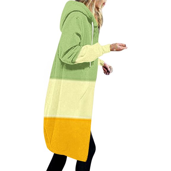 GigrtiJin Long Hoodie for Women Casual Zip up Drawstring Fleece Sweatshirt Oversized Lightweight Fall Pocket Jacket