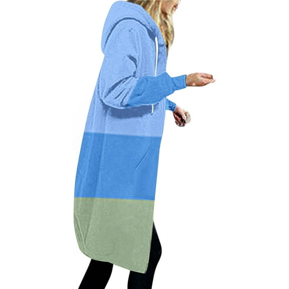 GigrtiJin Long Hoodie for Women Casual Zip up Drawstring Fleece Sweatshirt Oversized Lightweight Fall Pocket Jacket