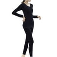 thumbnail image 1 of GigrtiJin Long Johns for Women 2 Piece Thermal Underwear Slim Long Sleeve Tops Stretch Cotton Shirt Bottom Pants, 1 of 7