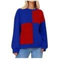thumbnail image 1 of GigrtiJin Long Sleeve Crew Neck Sweatshirts Trendy Loose Color Block Tunic Tops Going out Casual Comfy Blouses, 1 of 9