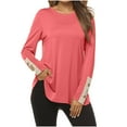 thumbnail image 1 of GigrtiJin Long Sleeve Shirts for Women Casual Round Neck Loose Pullover Tops Fashion Comfy Going out Basic Blouse, 1 of 6