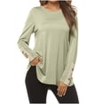 thumbnail image 1 of GigrtiJin Long Sleeve Shirts for Women Casual Round Neck Loose Pullover Tops Fashion Comfy Going out Basic Blouse, 1 of 6