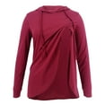 thumbnail image 1 of GigrtiJin Maternity Hooded Blouse Solid Color Drawstring Long Sleeve Slit Tunic Women Postpartum Breastfeeding Tops, 1 of 1