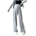 thumbnail image 1 of GigrtiJin Maternity Loose Long Pants Solid Color High Rise Elastic Waisted Drawstring Wide Leg Pants Women Postpartum Palazzo Pants, 1 of 7