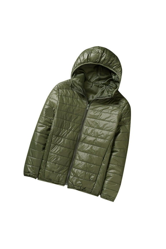 Men Hooded Puffer Jacket Winter Packable Quilted Bubble down Coat Lightweight Thick Insulated Outwear