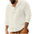 thumbnail image 1 of GigrtiJin Men Long Sleeve Hoodies Casual Fashion Button Hooded Pullover Tops Solid Color Casual Comfy Loose Blouse, 1 of 5