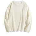thumbnail image 1 of GigrtiJin Men Long Sleeved Tops Round Neck Fake Two-Piece Solid Color Basic Sweatshirts Casual Loose Comfy Top, 1 of 3