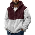 thumbnail image 1 of GigrtiJin Men Plus Size Fleece Thermal Outcoat Color Block Hooded Zipper Long Sleeve Sweatshirt Casual Comfortable Jacket, 1 of 6
