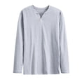 thumbnail image 1 of GigrtiJin Men Plus Size Shirt Solid Color 1/4 Button Long Sleeve Cotton Tops Oversized Casual Athletic Blouse, 1 of 2