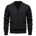 thumbnail image 1 of GigrtiJin Men Sweater Outcoat Solid Color Cable Knitting V Neck Button Down Long Sleeve Jacket Casual Thermal Pullover Tops, 1 of 5