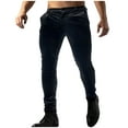 thumbnail image 1 of GigrtiJin Men Velvet Casual Pants Solid Color Ajustable Waist Straight Leg Long Pants with Pocket Slim Thermal Trousers, 1 of 6