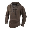thumbnail image 1 of GigrtiJin Men Vintage Gothic Steampunk Sweatshirt Lace up Long Sleeve Pullover Hooded Top Solid Casual Sweatshirts, 1 of 5